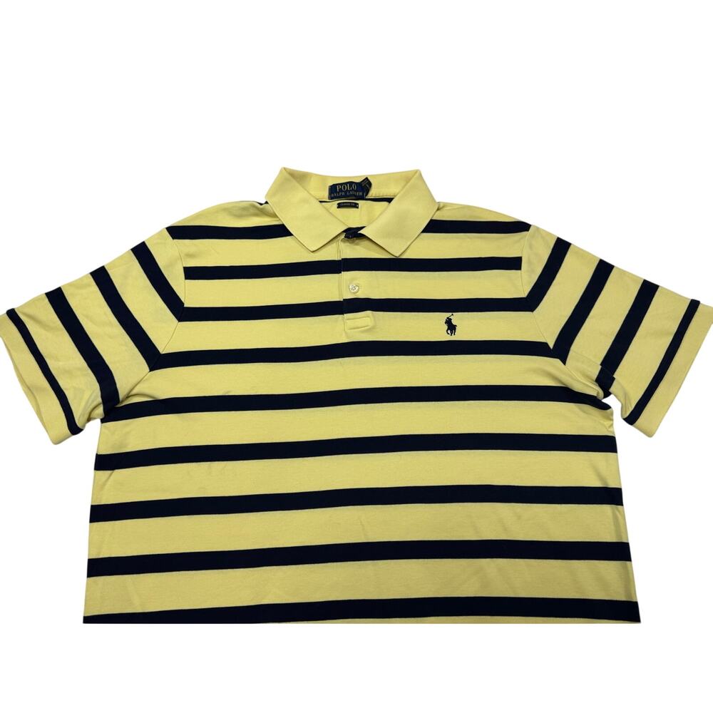 Polo Ralph Lauren Yellow blue stripe polo classic fit size large cotton